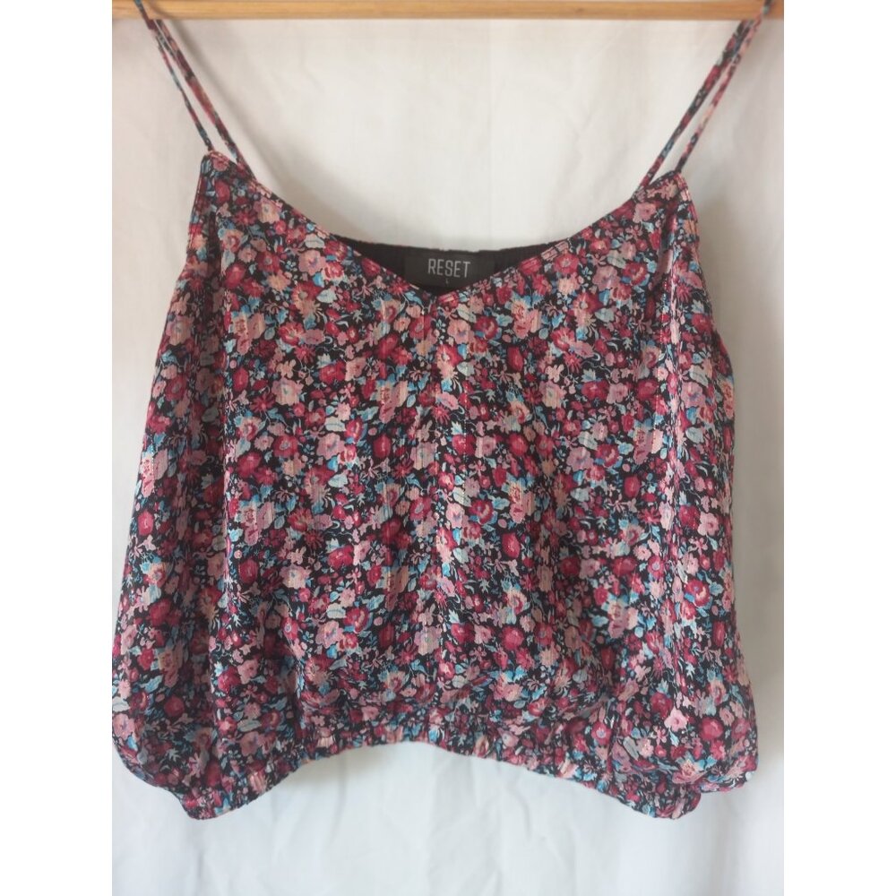 The Reset by Jane Silky Floral Crop Tank Top Women’s Size L (NWT)